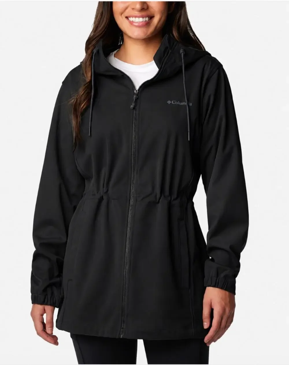 COLUMBIA Women's Rose Winds Softshell Jacket Medium Black Hooded Long Sleeve NWT